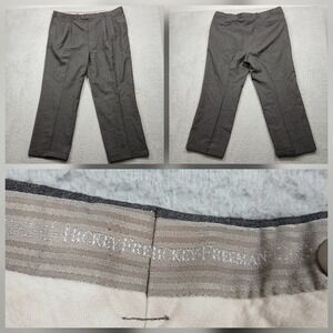 Hickey Freeman‎ Mens 42x29 Wool Pleated Dress Pants Gray Read
